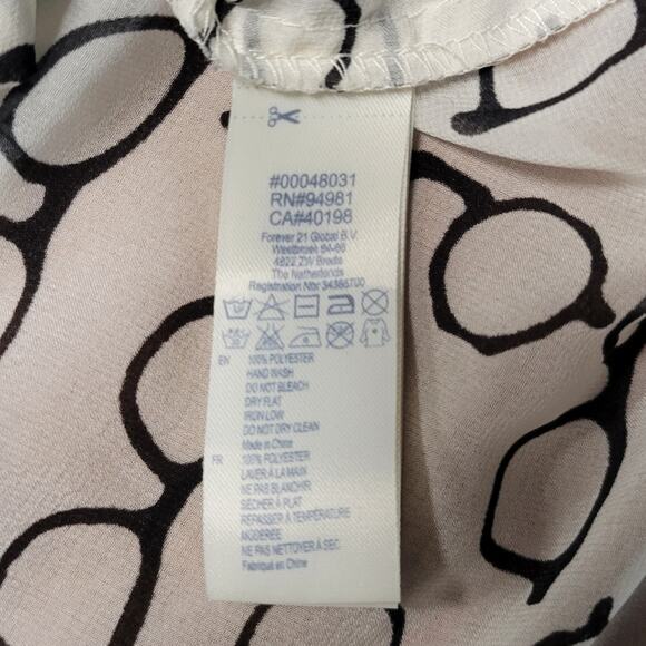 Eyeglasses Print Blouse Womens Small White Black Optical Glasses Spectacles - Picture 8 of 9